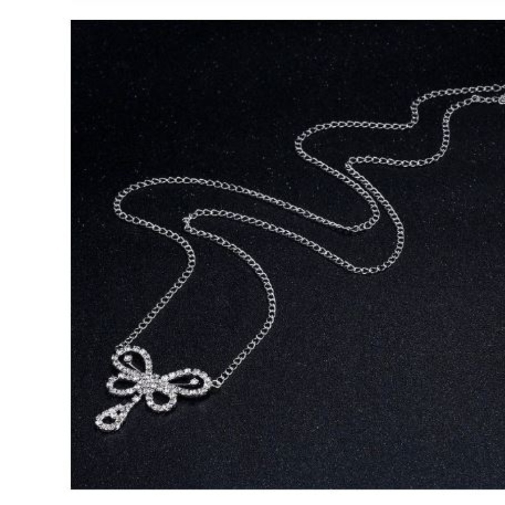 Silver Rhinestone Butterfly Waist Body Chain